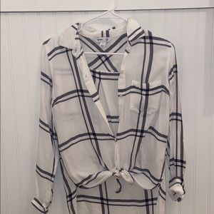 White flannel with black accents